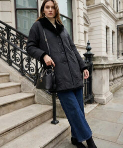 EUDORA | Abrigo midi reversible Black