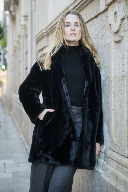 EUDORA | Abrigo midi reversible Black - Imagen 2