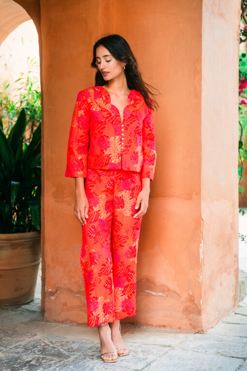 GLORIA | Conjunto Palms Jacquard Coral - Imagen 3