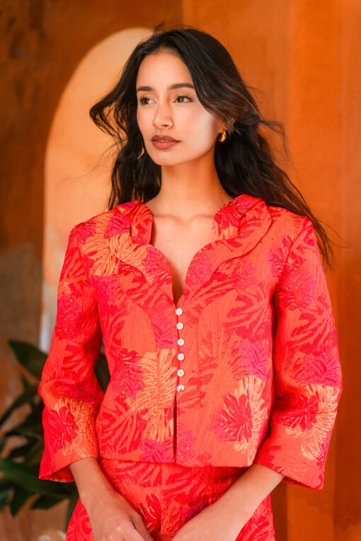 GLORIA | Conjunto Palms Jacquard Coral - Imagen 2