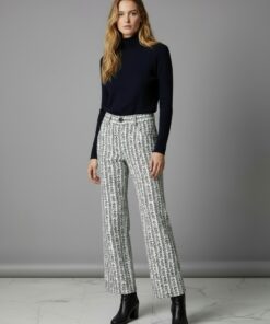 FIFI | Pantalón Jacquard Flores Mujer Crudo