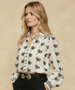 CASILDA | Camisa Blanca Palmeras Bordadas