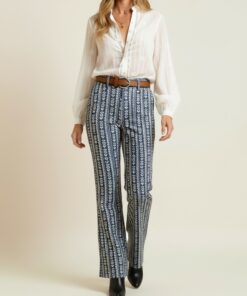 FIFI | Pantalón Jacquard Flores Mujer Azul