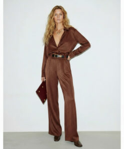 PABLO | Pantalón Punto Lurex Fluido Cobre/Marrón Rojizo