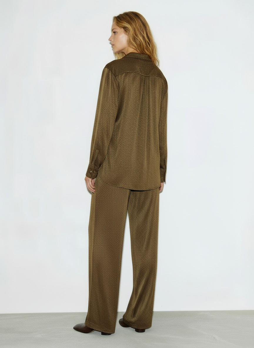 BELEN | Blusa Punto Lurex Manga Larga Marrón Dorada - Imagen 5