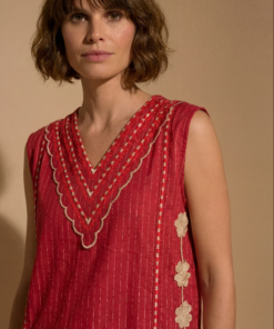 TRIANA | Vestido Largo Rojo Bordado