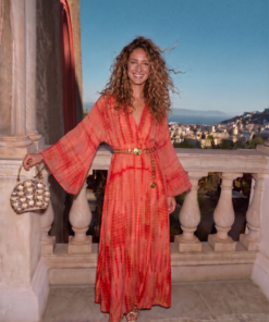 OLIVIA | Vestido midi de semiseda con estampado tie-dye artesanal