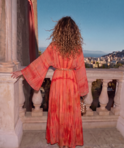 OLIVIA | Vestido midi de semiseda con estampado tie-dye artesanal - Imagen 3